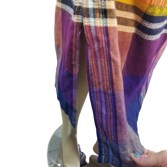 Vtg 80s bright woven madras plaid ethnic Preppy dress - Picture 2 of 11